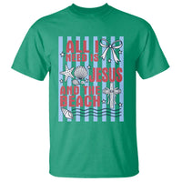 All I Need Is Jesus And The Beach T Shirt Striped Christian Summer Graphic