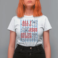 All I Need Is Jesus And The Beach T Shirt For Women Striped Christian Summer Graphic