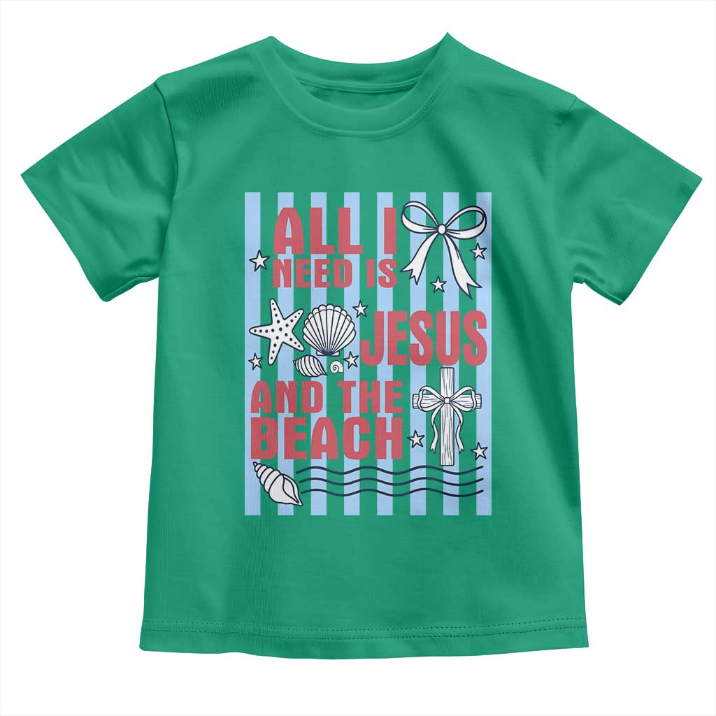 All I Need Is Jesus And The Beach Toddler T Shirt Striped Christian Summer Graphic