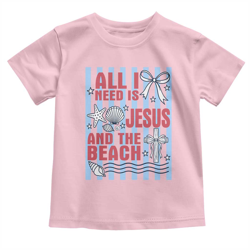 All I Need Is Jesus And The Beach Toddler T Shirt Striped Christian Summer Graphic