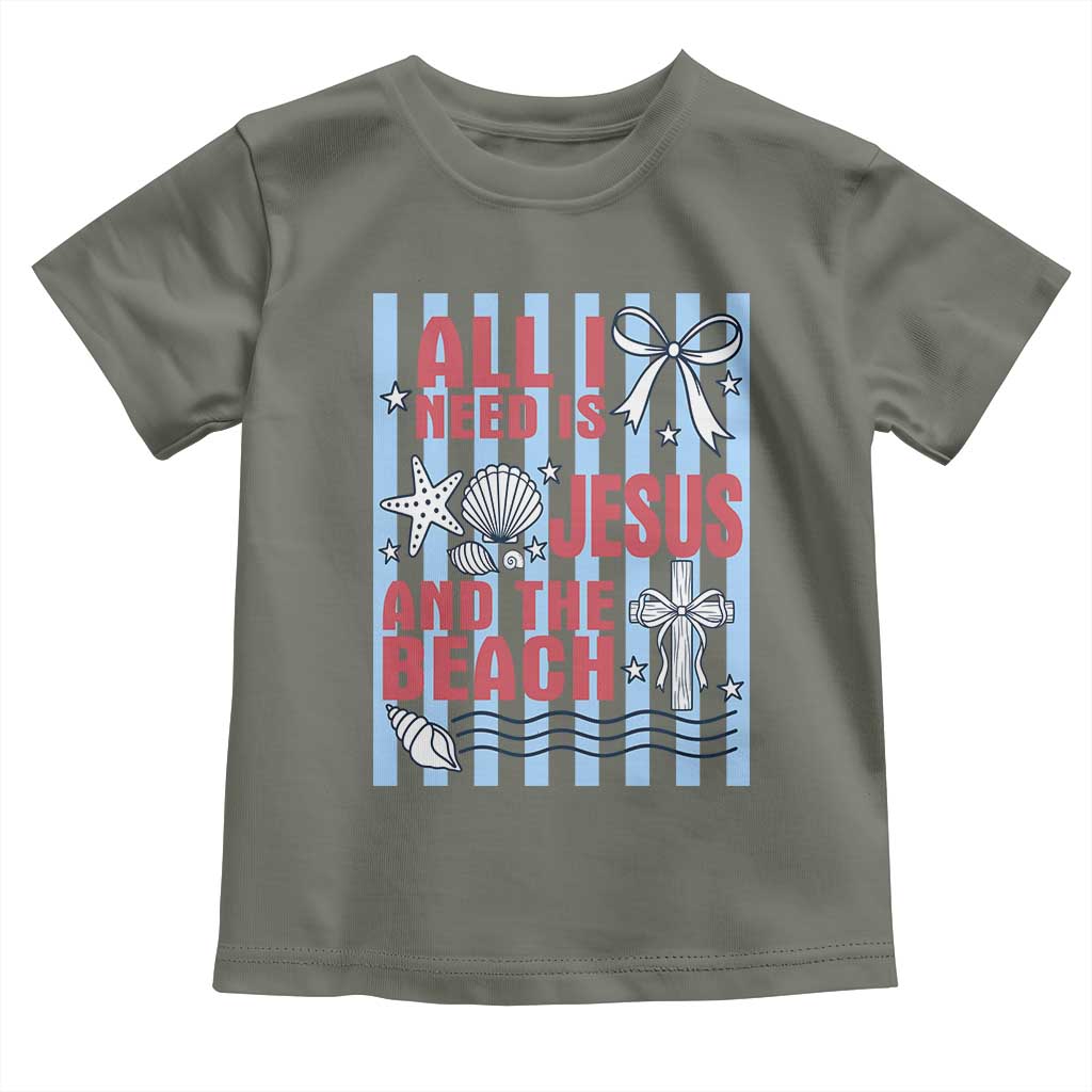All I Need Is Jesus And The Beach Toddler T Shirt Striped Christian Summer Graphic