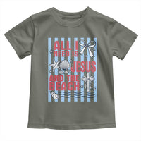 All I Need Is Jesus And The Beach Toddler T Shirt Striped Christian Summer Graphic