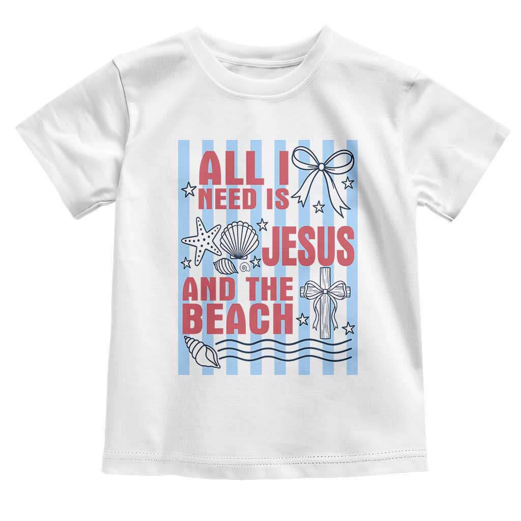 All I Need Is Jesus And The Beach Toddler T Shirt Striped Christian Summer Graphic