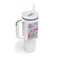 All I Need Is Jesus And The Beach Tumbler With Handle Striped Christian Summer Graphic