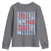All I Need Is Jesus And The Beach Youth Sweatshirt Striped Christian Summer Graphic