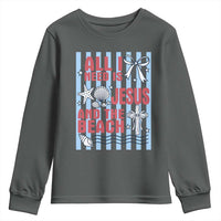 All I Need Is Jesus And The Beach Youth Sweatshirt Striped Christian Summer Graphic