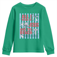 All I Need Is Jesus And The Beach Youth Sweatshirt Striped Christian Summer Graphic