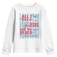 All I Need Is Jesus And The Beach Youth Sweatshirt Striped Christian Summer Graphic