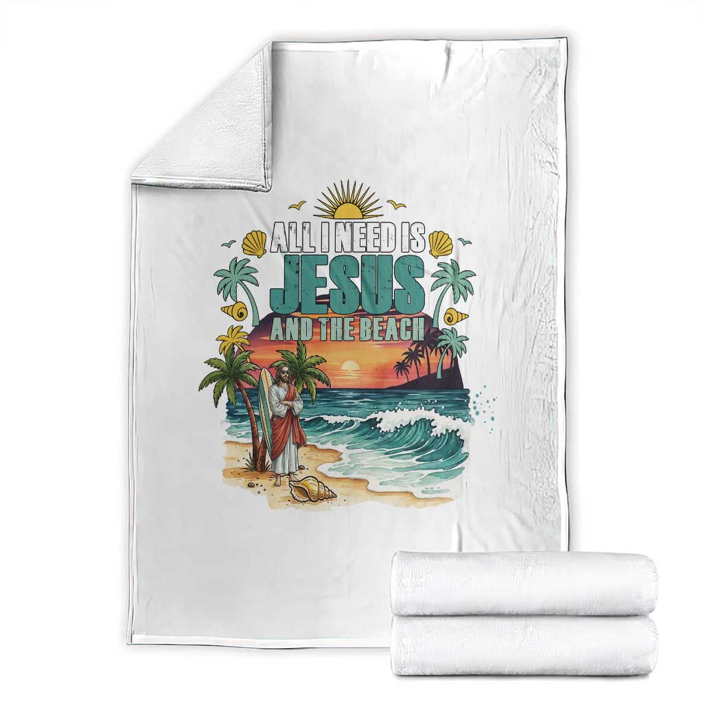 All I Need Is Jesus And The Beach Throw Blanket Christian Summer Faith Graphic