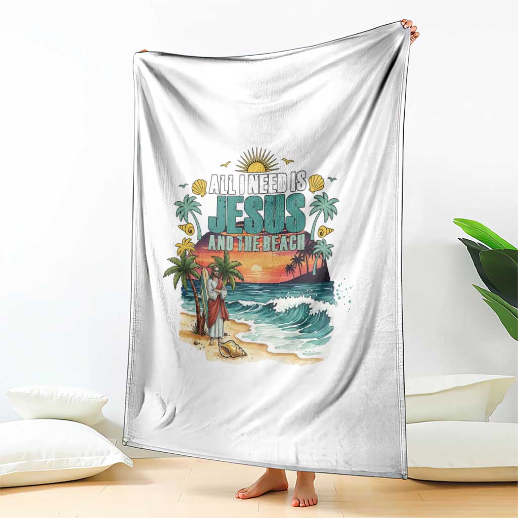 All I Need Is Jesus And The Beach Throw Blanket Christian Summer Faith Graphic