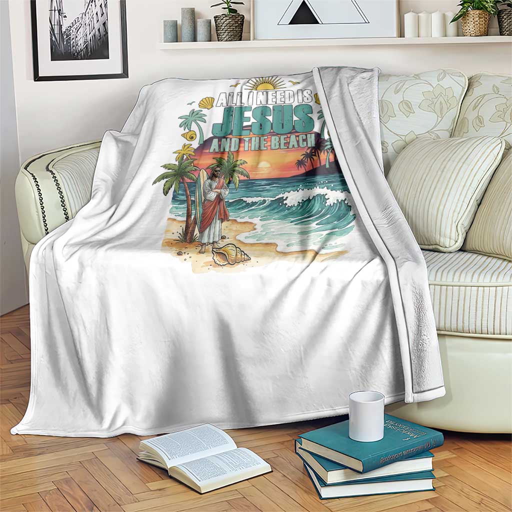 All I Need Is Jesus And The Beach Throw Blanket Christian Summer Faith Graphic