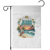 All I Need Is Jesus And The Beach Garden Flag Christian Summer Faith Graphic