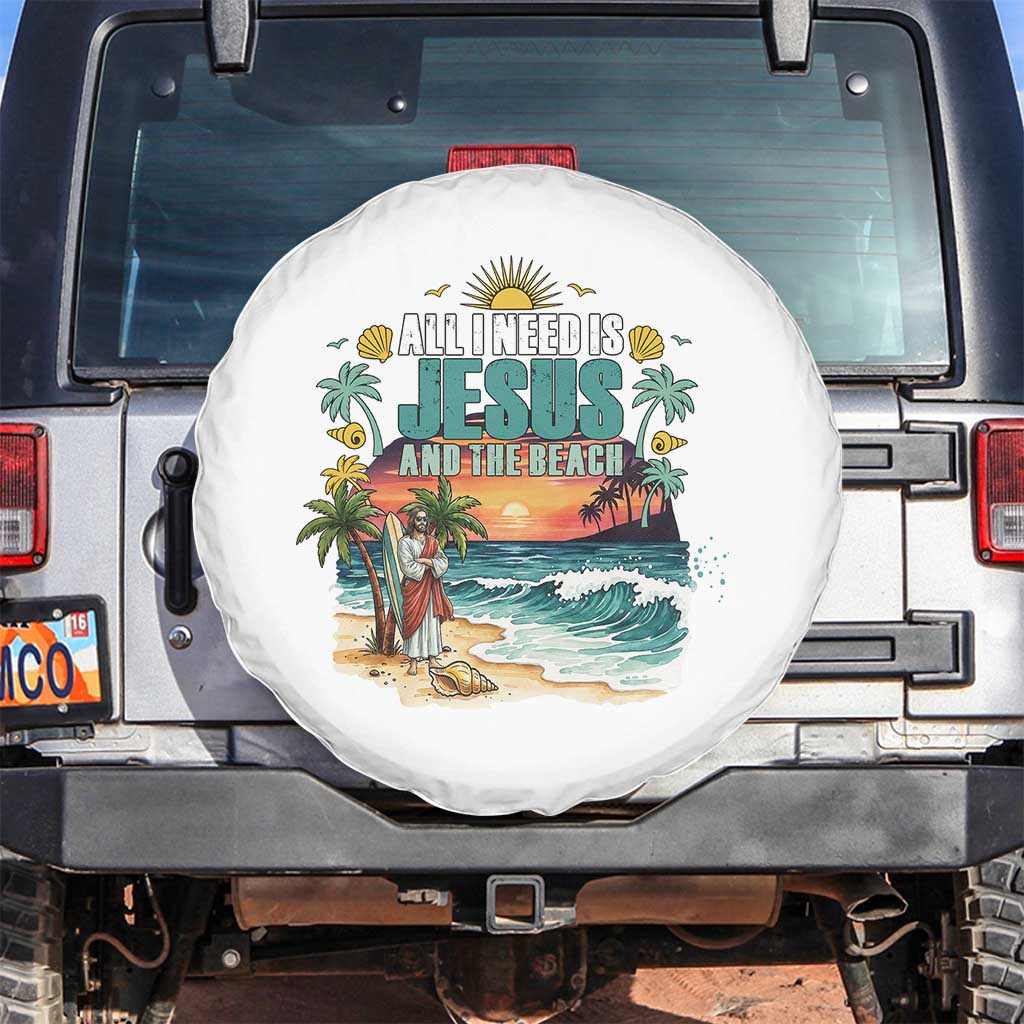 All I Need Is Jesus And The Beach Spare Tire Cover Christian Summer Faith Graphic