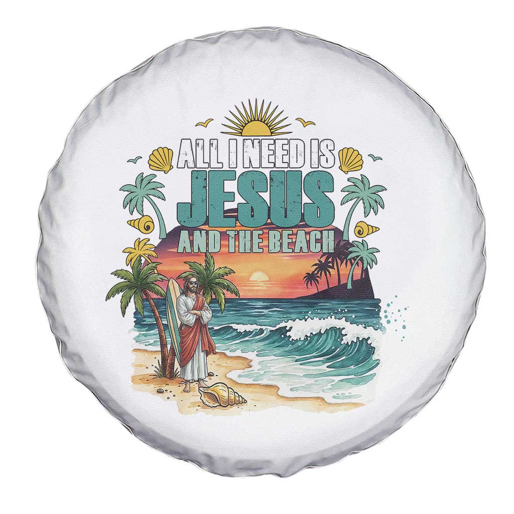 All I Need Is Jesus And The Beach Spare Tire Cover Christian Summer Faith Graphic