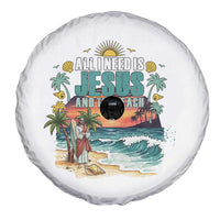 All I Need Is Jesus And The Beach Spare Tire Cover Christian Summer Faith Graphic