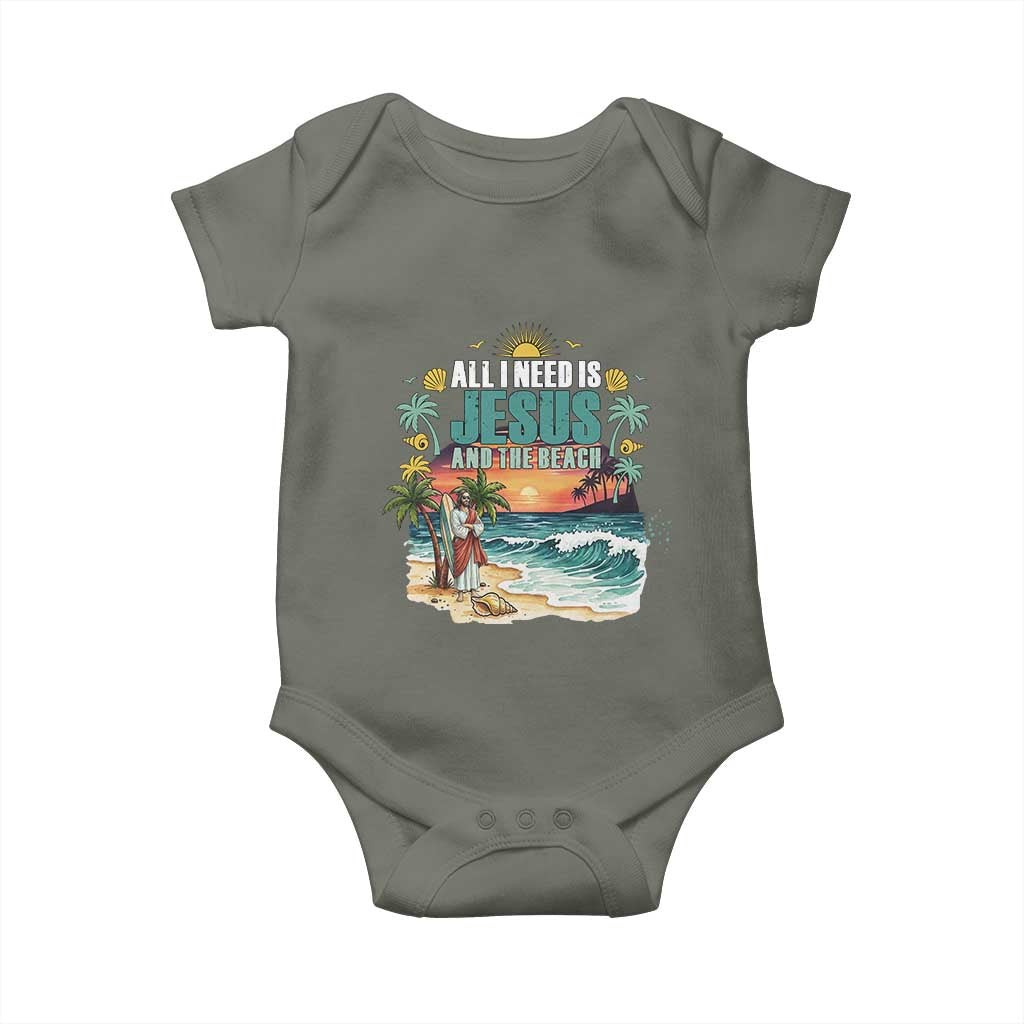 All I Need Is Jesus And The Beach Baby Onesie Christian Summer Faith Graphic
