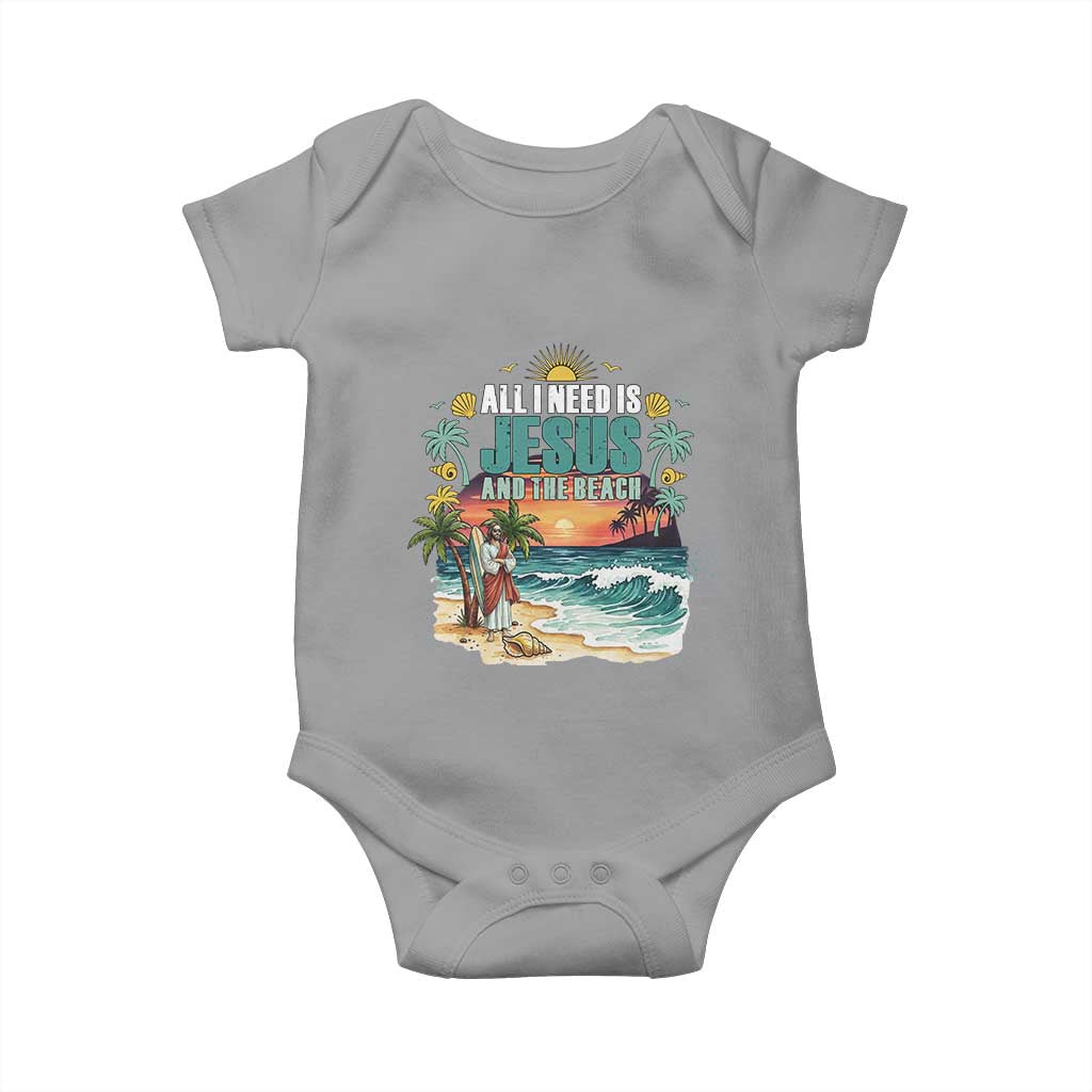 All I Need Is Jesus And The Beach Baby Onesie Christian Summer Faith Graphic