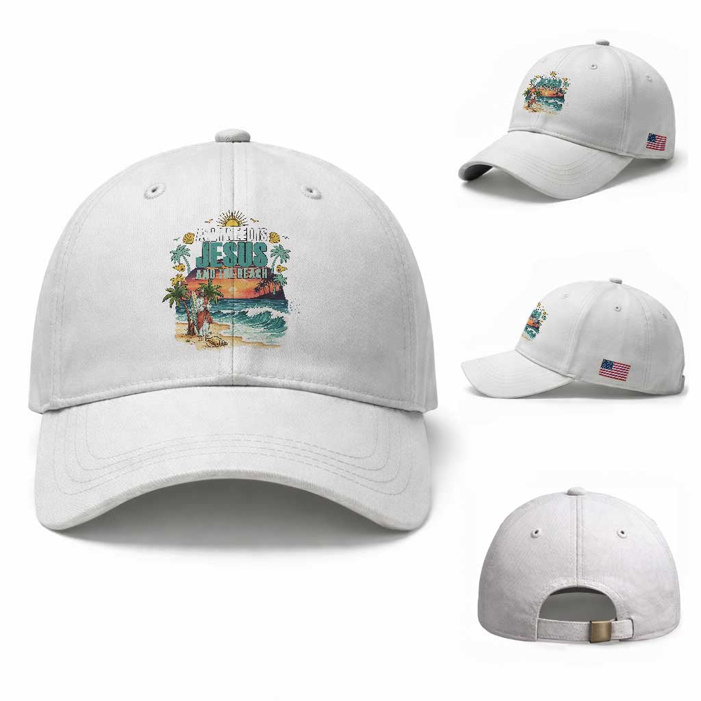 All I Need Is Jesus And The Beach Baseball Cap Christian Summer Faith Graphic