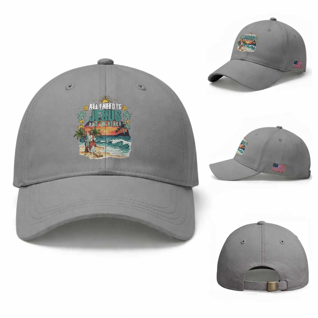 All I Need Is Jesus And The Beach Baseball Cap Christian Summer Faith Graphic
