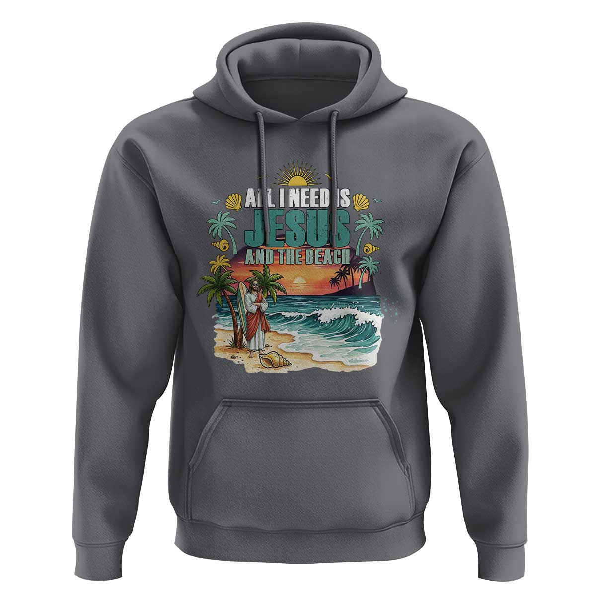 All I Need Is Jesus And The Beach Hoodie Christian Summer Faith Graphic