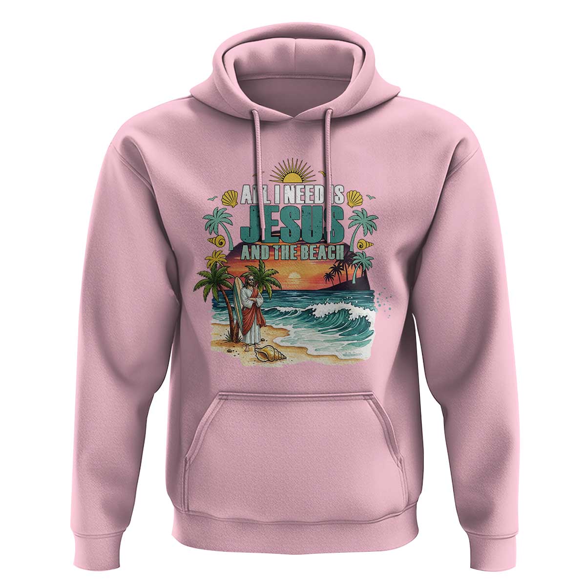 All I Need Is Jesus And The Beach Hoodie Christian Summer Faith Graphic