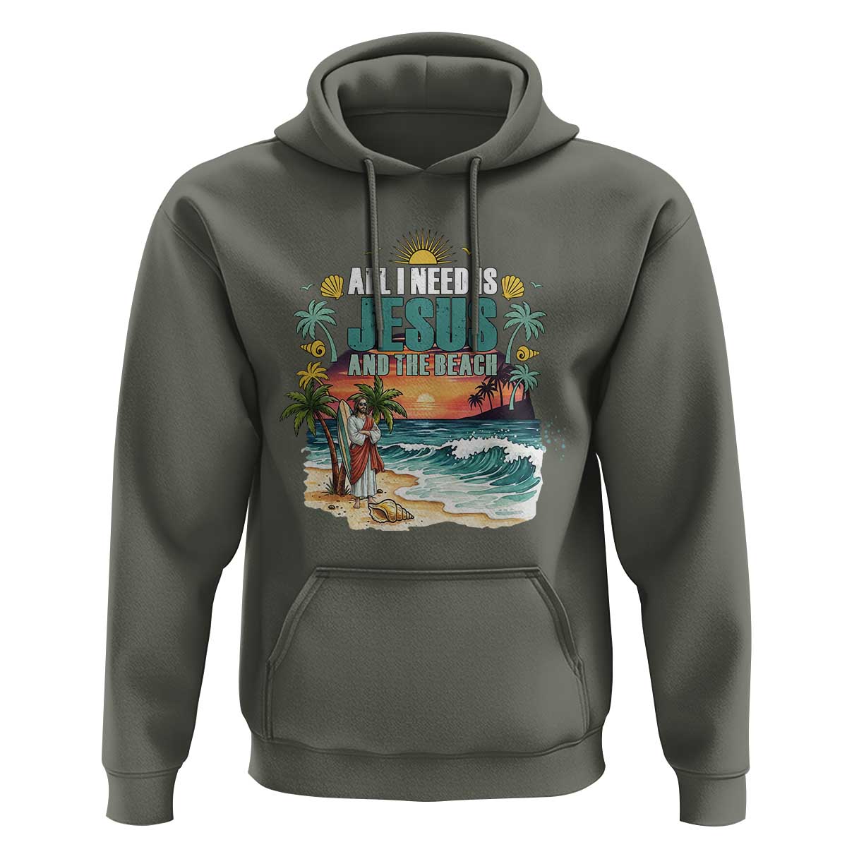 All I Need Is Jesus And The Beach Hoodie Christian Summer Faith Graphic