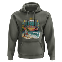 All I Need Is Jesus And The Beach Hoodie Christian Summer Faith Graphic