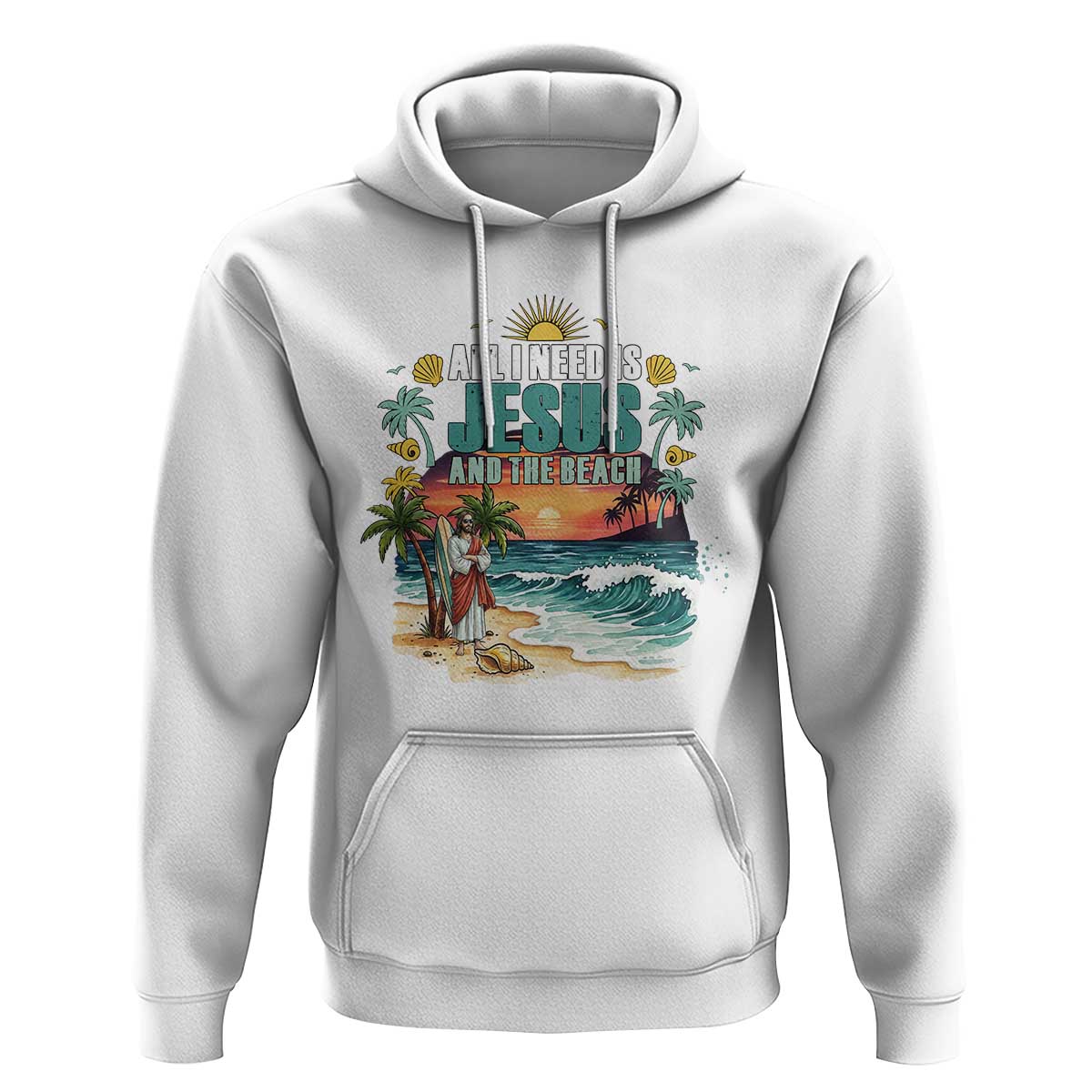 All I Need Is Jesus And The Beach Hoodie Christian Summer Faith Graphic