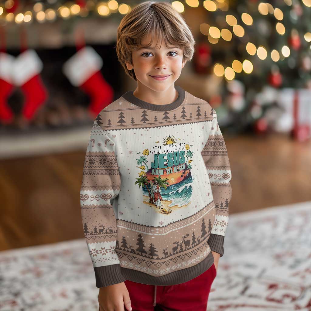 All I Need Is Jesus And The Beach Ugly Christmas Sweater Christian Summer Faith Graphic