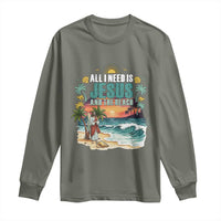 All I Need Is Jesus And The Beach Long Sleeve Shirt Christian Summer Faith Graphic