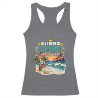 All I Need Is Jesus And The Beach Racerback Tank Top Christian Summer Faith Graphic