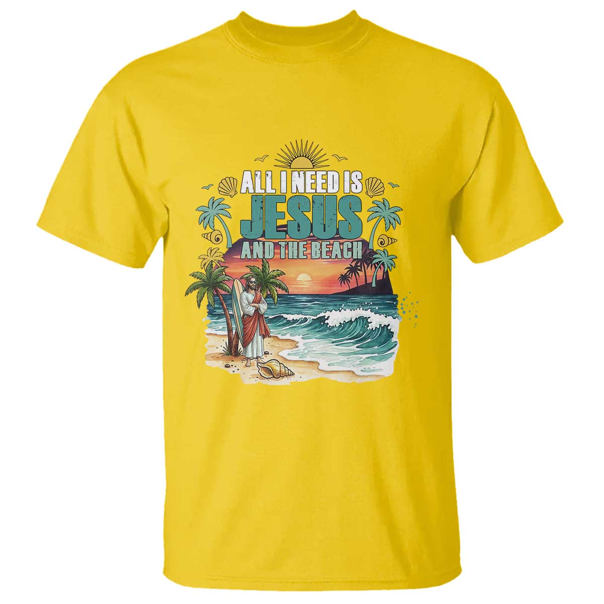 All I Need Is Jesus And The Beach T Shirt Christian Summer Faith Graphic