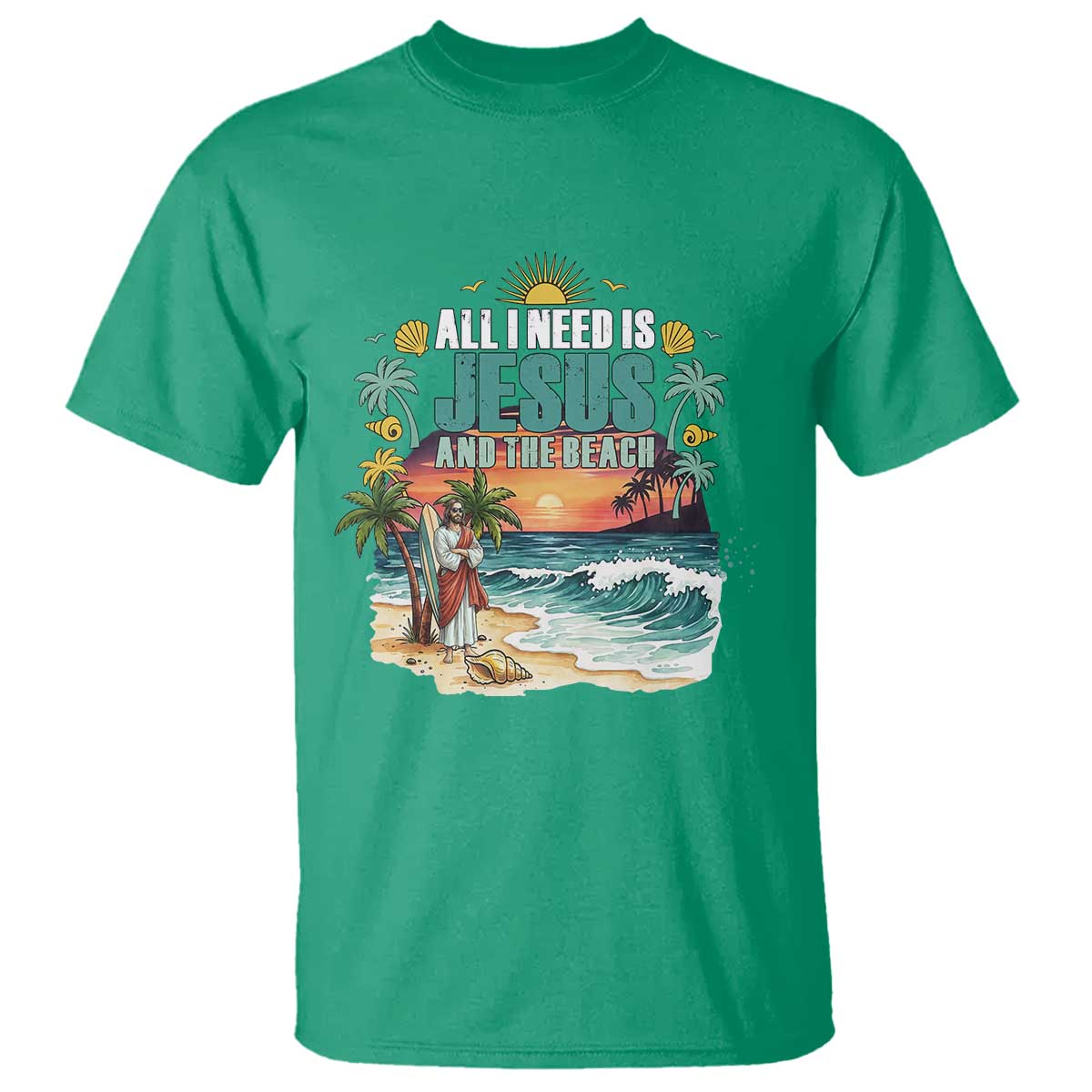 All I Need Is Jesus And The Beach T Shirt Christian Summer Faith Graphic