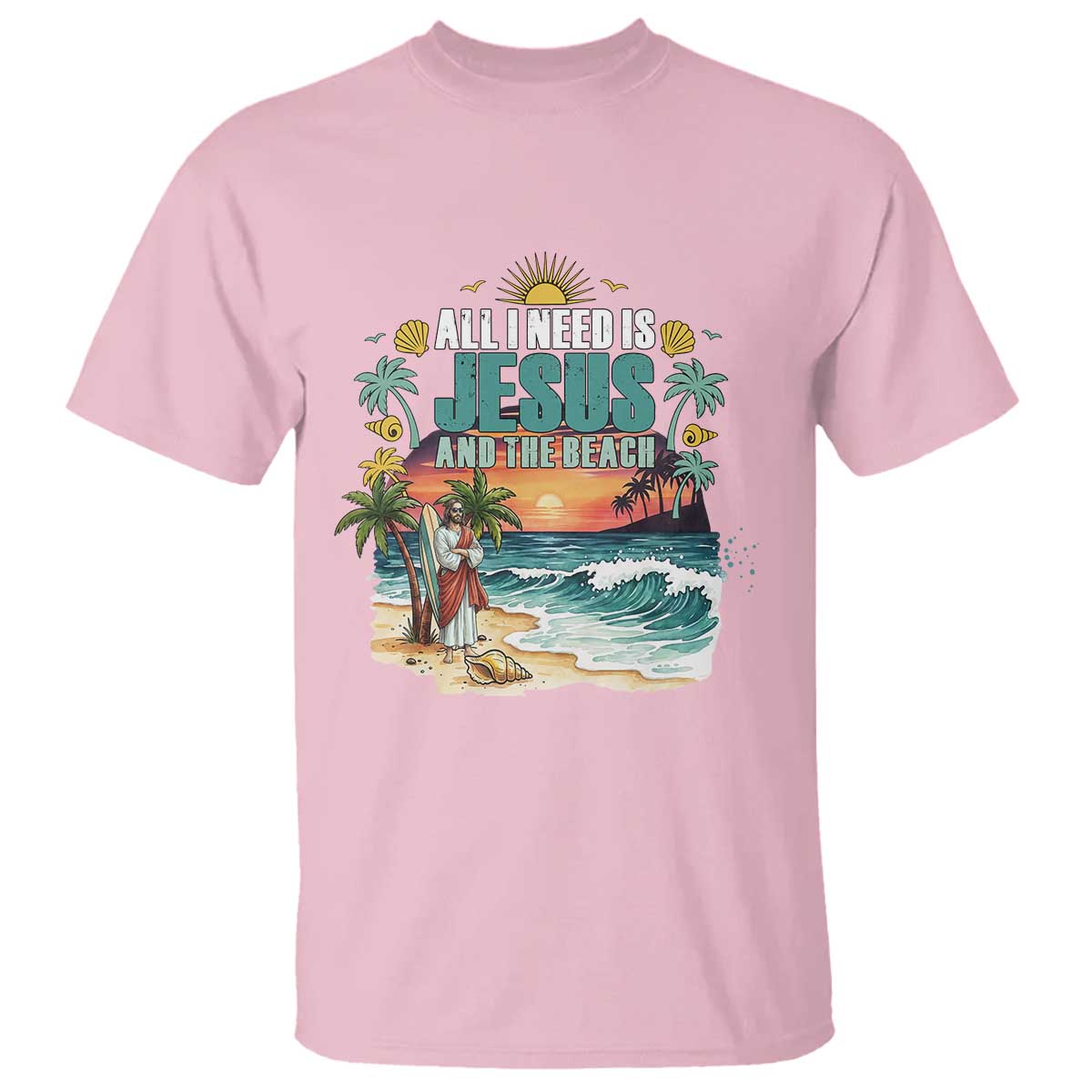 All I Need Is Jesus And The Beach T Shirt Christian Summer Faith Graphic