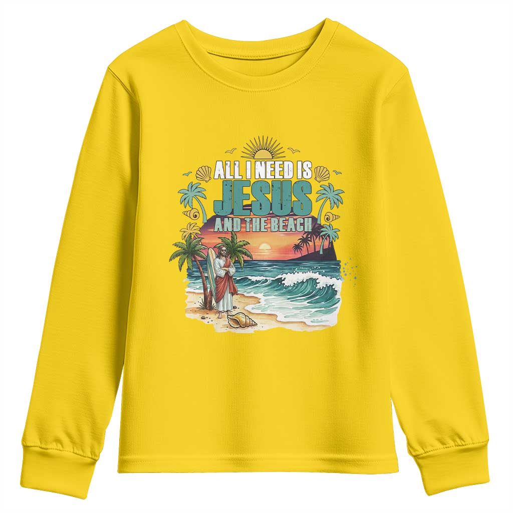 All I Need Is Jesus And The Beach Youth Sweatshirt Christian Summer Faith Graphic