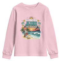 All I Need Is Jesus And The Beach Youth Sweatshirt Christian Summer Faith Graphic