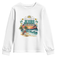 All I Need Is Jesus And The Beach Youth Sweatshirt Christian Summer Faith Graphic