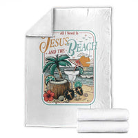 Funny Christian Beach Gift Throw Blanket All I Need Is Jesus And The Beach