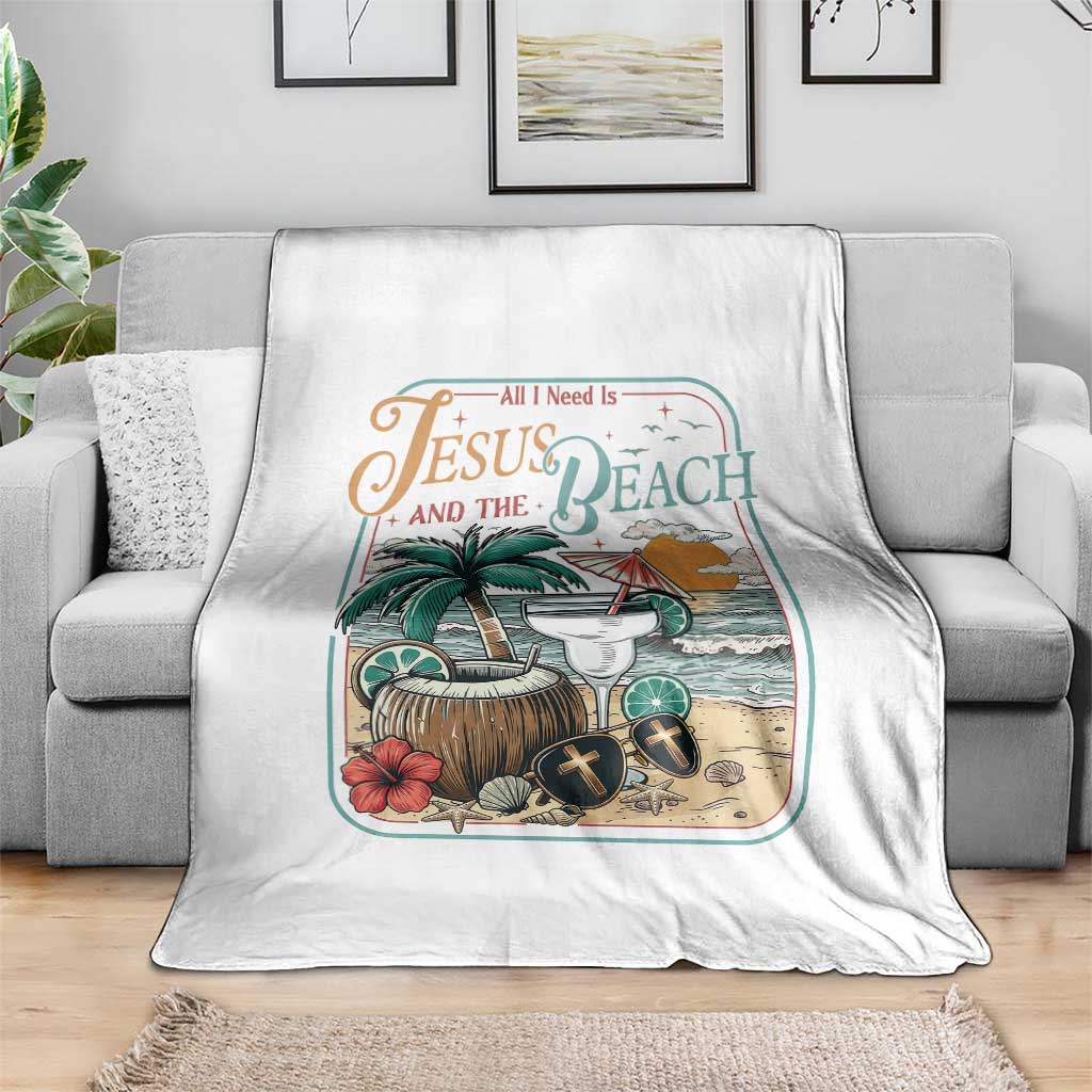 Funny Christian Beach Gift Throw Blanket All I Need Is Jesus And The Beach