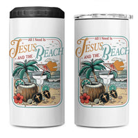 Funny Christian Beach Gift 4 in 1 Can Cooler Tumbler All I Need Is Jesus And The Beach