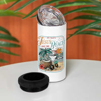 Funny Christian Beach Gift 4 in 1 Can Cooler Tumbler All I Need Is Jesus And The Beach