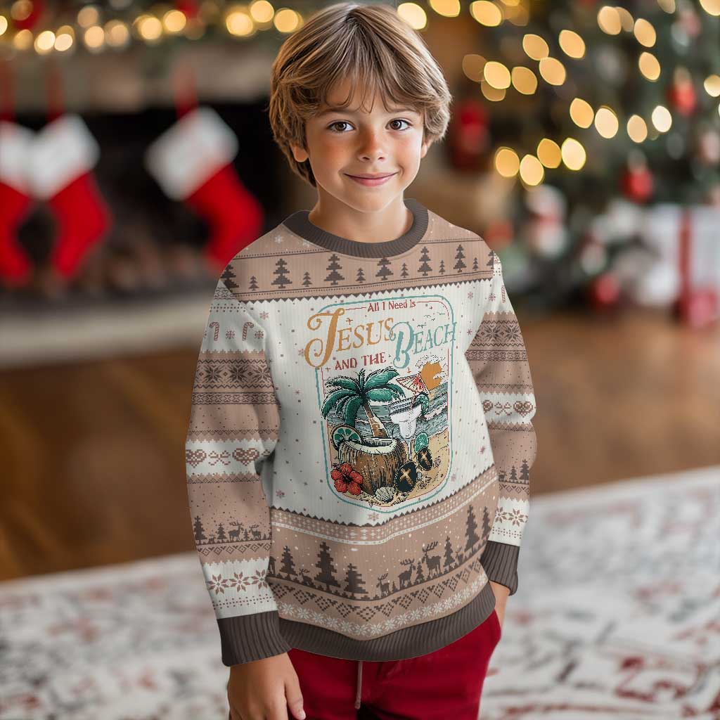 Funny Christian Beach Gift Ugly Christmas Sweater All I Need Is Jesus And The Beach