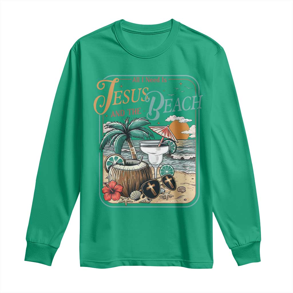 Funny Christian Beach Gift Long Sleeve Shirt All I Need Is Jesus And The Beach