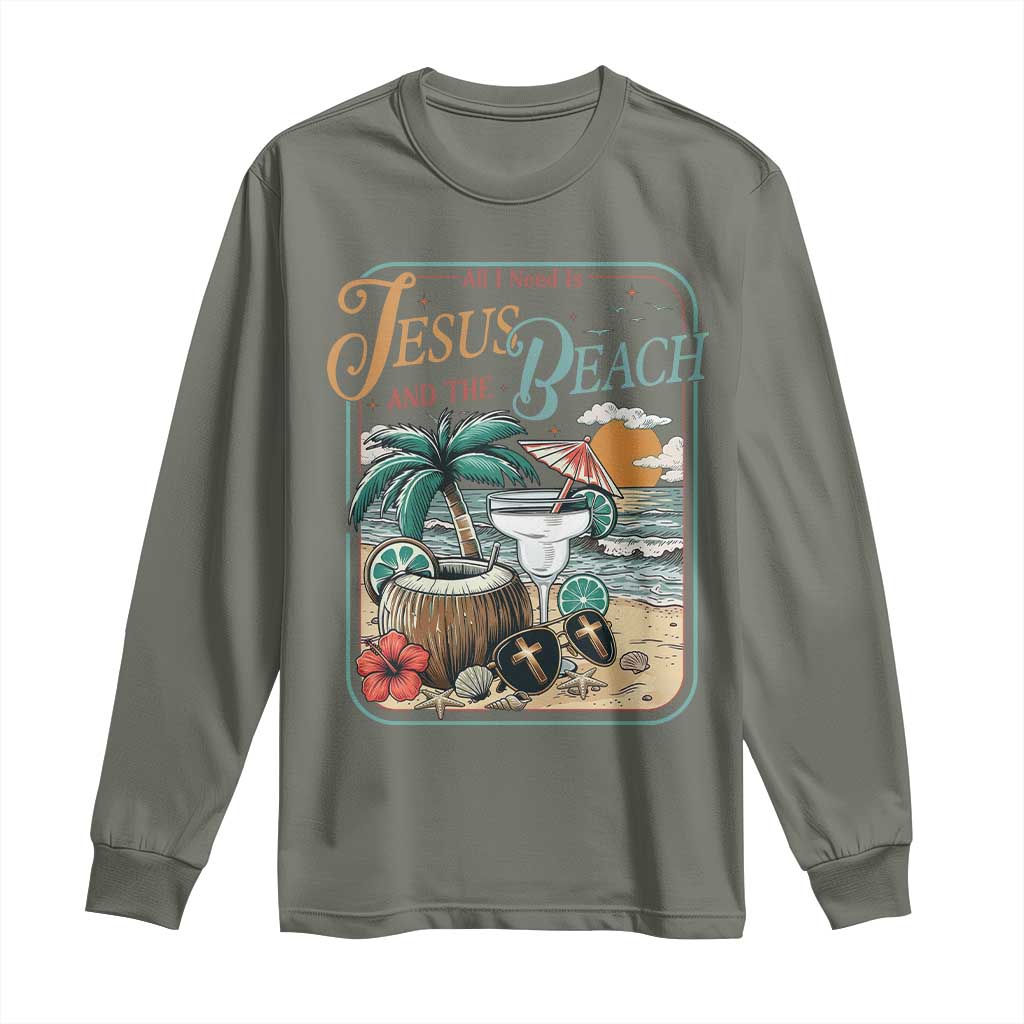 Funny Christian Beach Gift Long Sleeve Shirt All I Need Is Jesus And The Beach