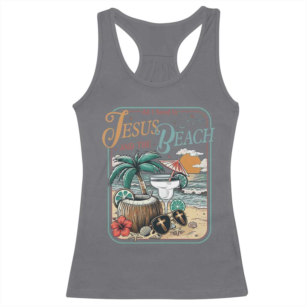 Funny Christian Beach Gift Racerback Tank Top All I Need Is Jesus And The Beach