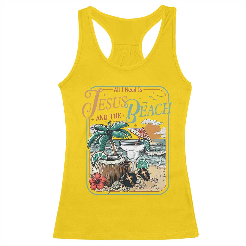 Funny Christian Beach Gift Racerback Tank Top All I Need Is Jesus And The Beach
