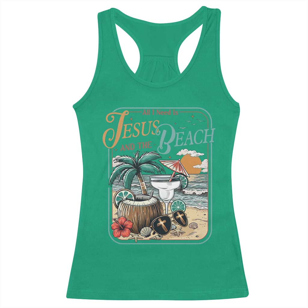 Funny Christian Beach Gift Racerback Tank Top All I Need Is Jesus And The Beach