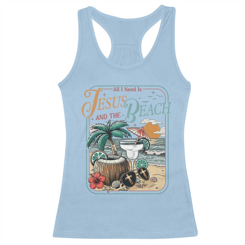 Funny Christian Beach Gift Racerback Tank Top All I Need Is Jesus And The Beach