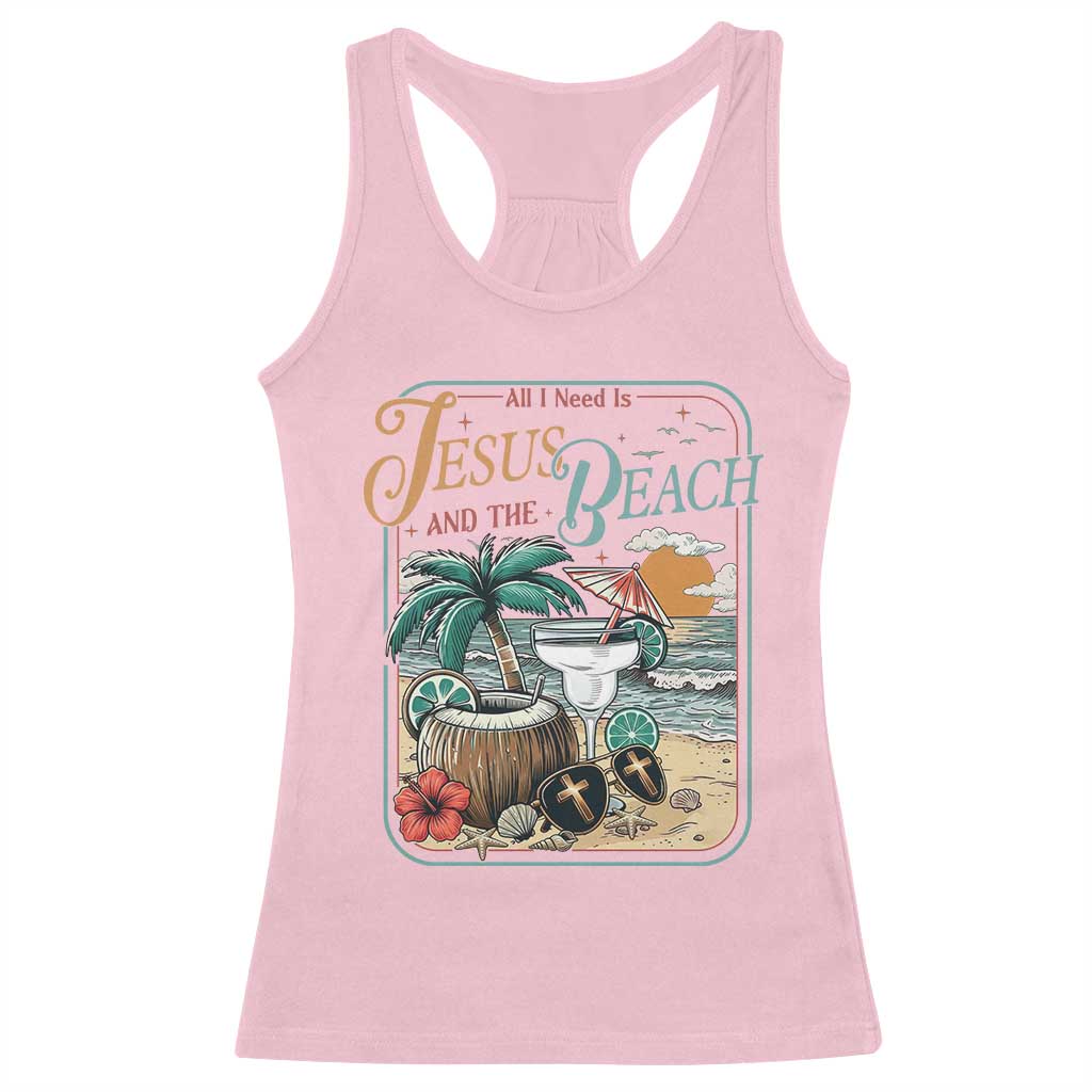 Funny Christian Beach Gift Racerback Tank Top All I Need Is Jesus And The Beach