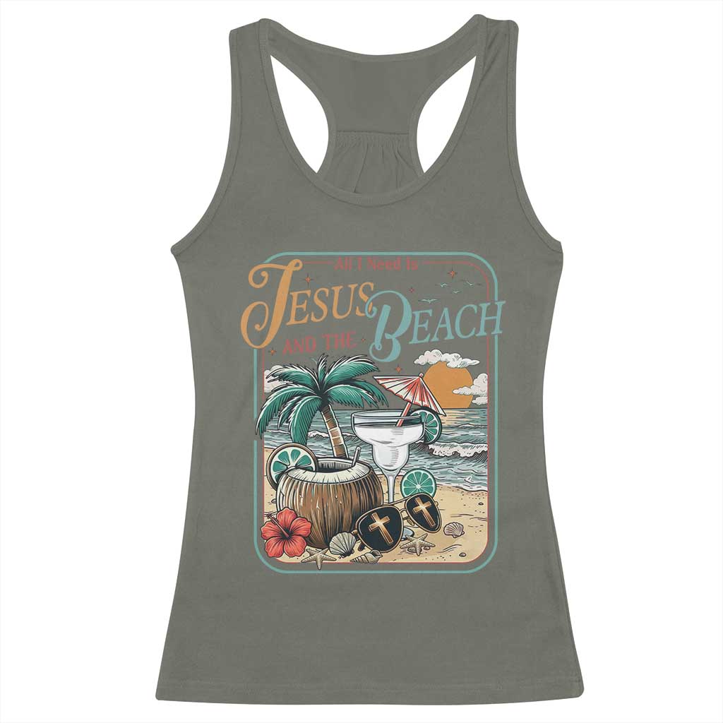 Funny Christian Beach Gift Racerback Tank Top All I Need Is Jesus And The Beach